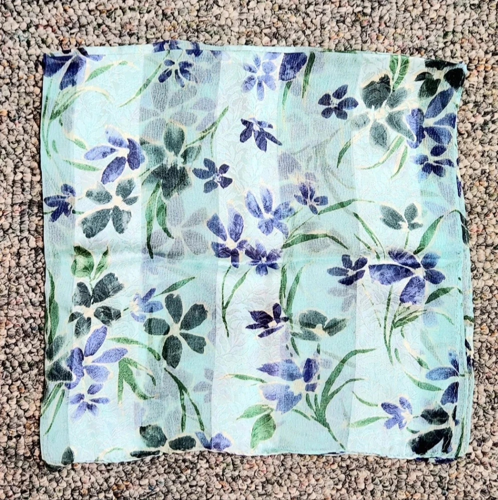 Bloomingdale's Floral Silk Neck Scarf - Picture 2 of 3